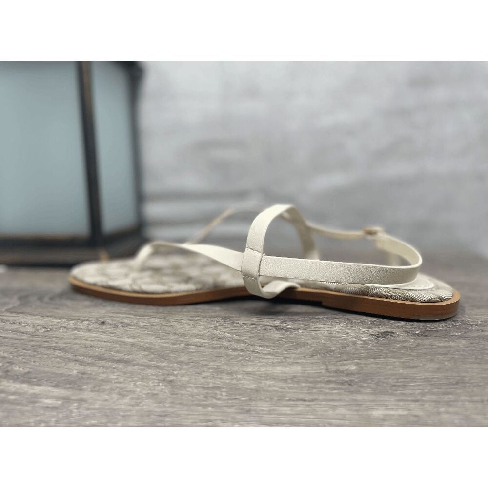 Coach Women's Josie Leather Sandals - Chalk/Stone 10B - Picture 3 of 13